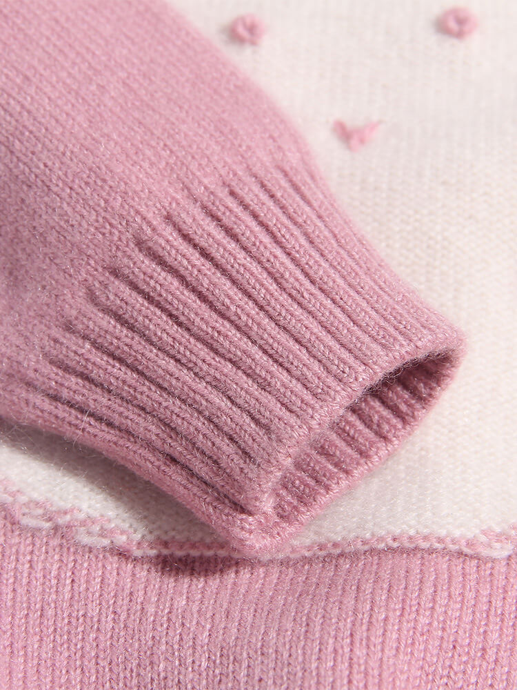 Dusty Pink Kids Embroidered Bunny and Star Cashmere Sweater